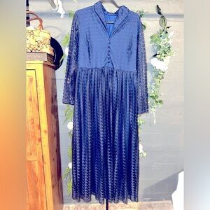Navy Blue Lace Maxi Dress